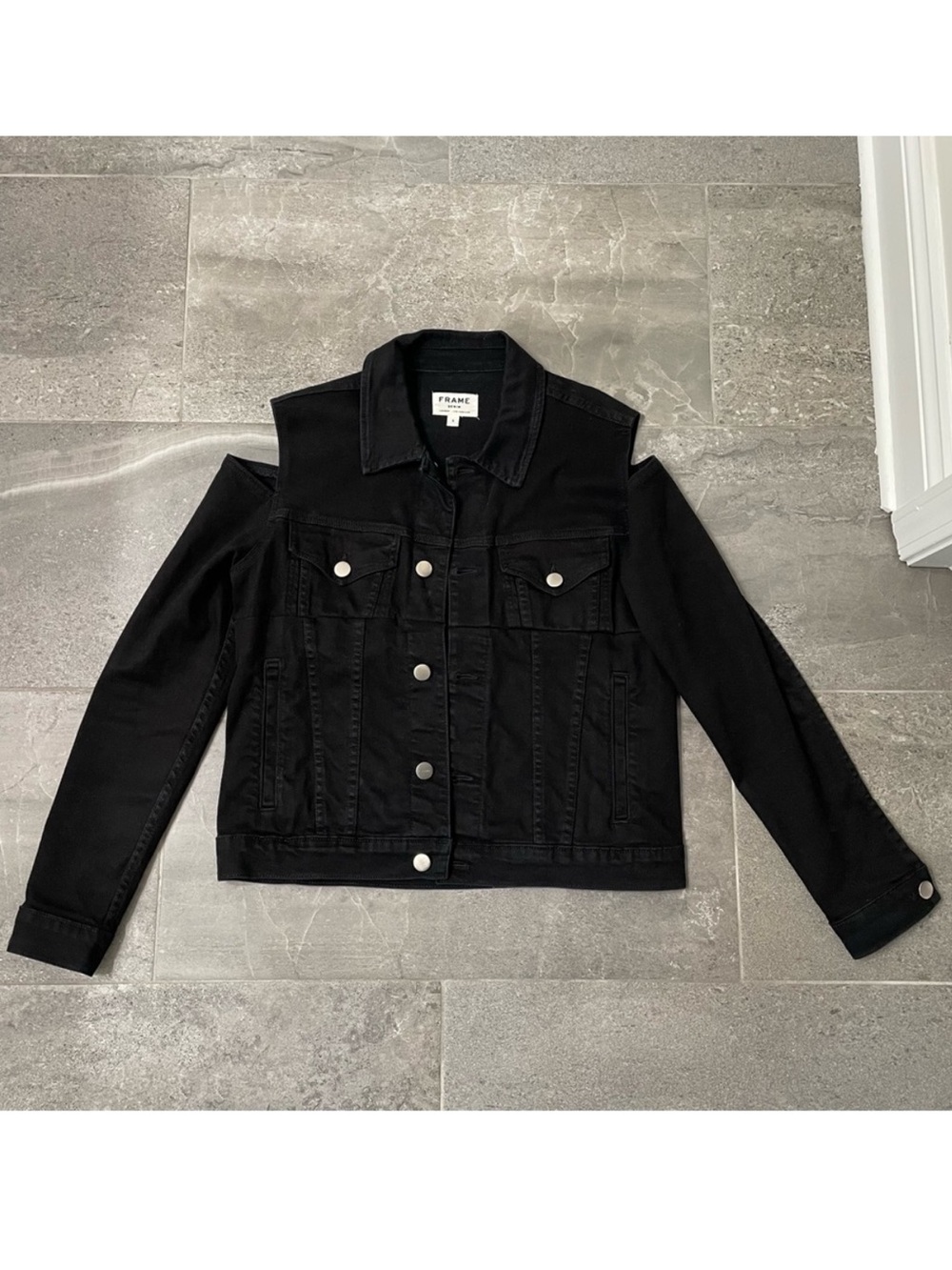 Frame Denim Le Cutout Jean Jacket, Size S